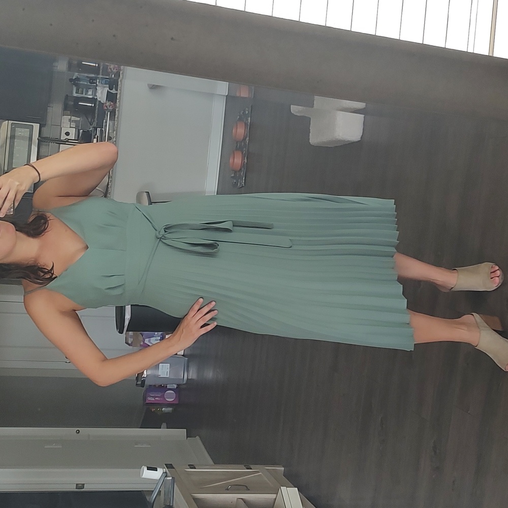 Pleated green dress